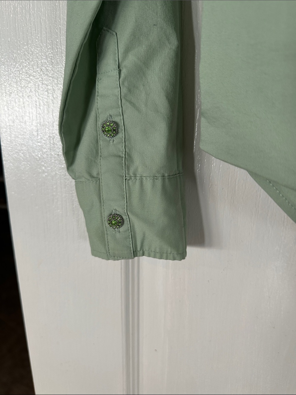 Light Green Classic Button-Down Shirt for Women - Picture 3 of 4